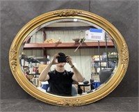 GOLD FRAMED OVAL MIRROR - 33 X 27