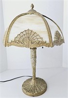 Vintage Gold Finish Slag Glass Table Lamp