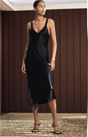 Size S Zara satin midi dress - black