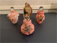 4 PC FRENCH STYLE LACE AND JEWELED PERFUME