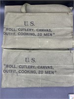 (2) Military Cutlery Canvas Bags
