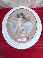 Vtg Print on Wooden Oval Frame-no glass