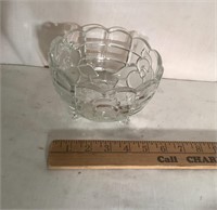 Vintage Heavy Cut Glass Candy Dish 3 footed