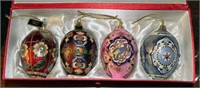 Set (4) Oriental Hand Decorated Glass Ornaments