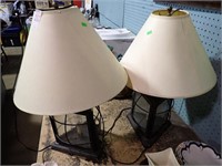 PAIR OF TRIANGLE LANTERN BASE LAMPS 24"