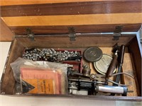 Antique wood box with reload equipment