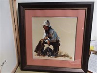 Cowboy & Dog Framed Picture