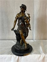 After Mathurin Moreau Bronze Statue Woman w/Cupid