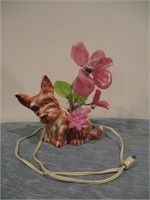 vintage dog lamp with bakelite flowers