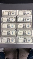 Currency: (10) 1935 $1 Silver Certificate Notes
