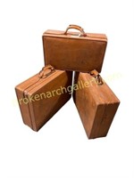 3 Pcs Vintage Hartman Leather Luggage