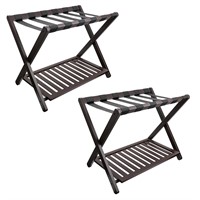 Purbambo 2 Pack Bamboo Luggage Rack for Guest Room