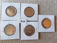 5 Canadian 2004 One Dollar Loonie Coins