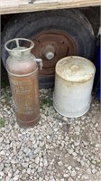 Vintage fire extinguisher, 5 gal bucket