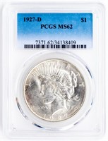 Coin 1927-D Peace Silver Dollar PCGS MS62