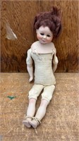 14" Antique German bisque & fabric doll