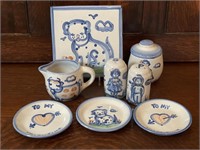 Eight M. A. Hadley Pottery Pieces