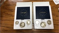2 sets. 3 coin bicentennial silver proof set with