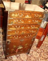 2pc Painted Asian Small Chest w/ brass hardware,