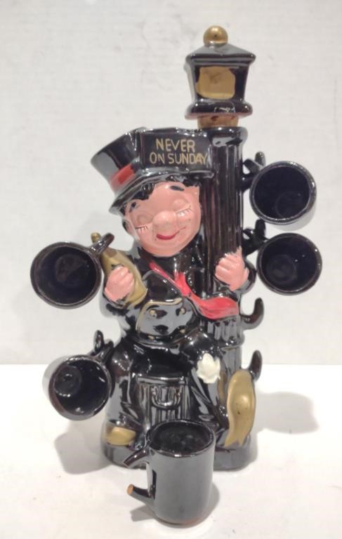 Ceramic Drunkard "Never on Sunday" Decanter (9")