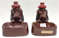 Japan Redware Bassett Hound Ashtray, 4.5" x 4" x