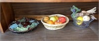Collection of Bowls & Baskets w/ Faux Fruit