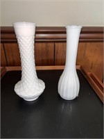 Vintage Pair of Milk Glass Vases