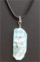 Black necklace with light blue pendant