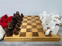 Wooden and Stone Chess Set
