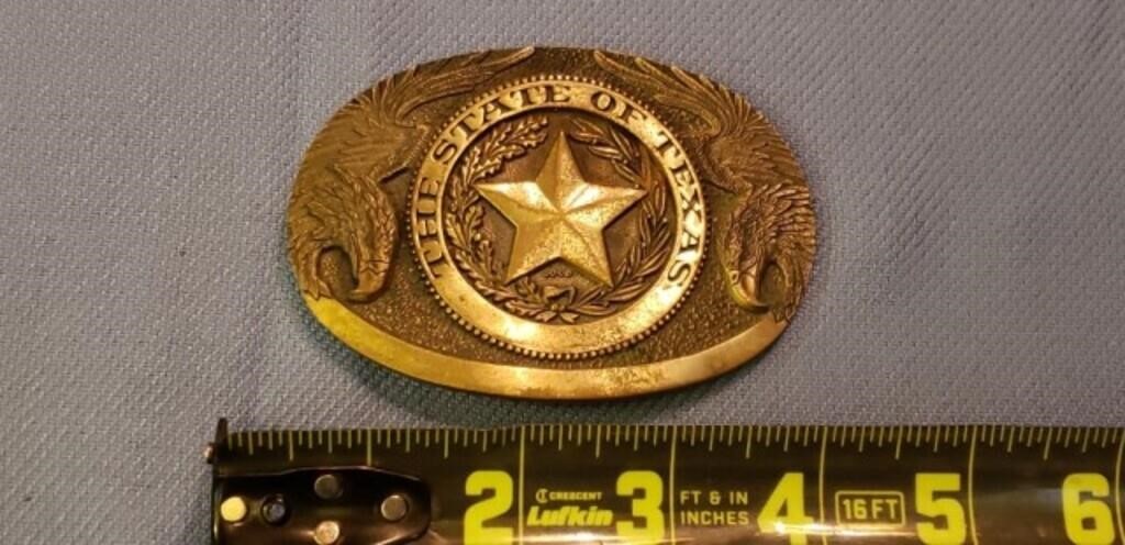 Solid Brass Texas Belt Buckle