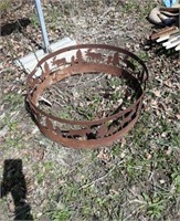Decorative steel ring, propane value and stand.
