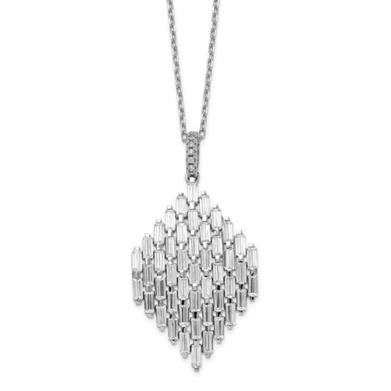 Sterling Silver Rhodium-plated Crystal Necklace