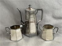 Set of 3 Silver Plate Benedict Coffee, Cream & Sug
