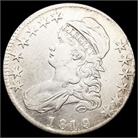 1819 Lg 9 Capped Bust Half Dollar NEARLY