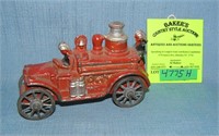 Early painted cast metal fire pumper