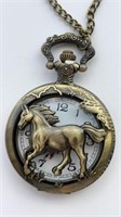 New horse pocket watch, antique bronze color, 31