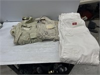 Fishing vest and white dickies pants vest are