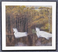 Xiao Dong Zhang Watercolor Egrets