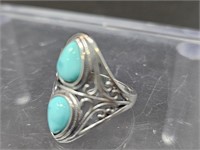 .925 STAMPED TURQUOISE SIZE 7 RING