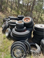 Large group of tires and wheels