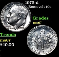 1975-d Roosevelt Dime 10c Grades GEM++ Unc