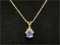 14kt Gold Diamonds & Sapphire Necklace 2.3gr TW