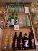 Assorted Old Bottles - Dad's Root Beer, 7up, Etc.