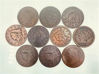 Ten Assorted Large Cents