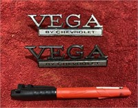 (2) Vintage Vega Car Emblems