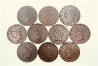 Ten Assorted Large Cents
