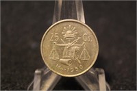 1950 Mexico 25 Centavos Silver Coin