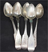 5 STERLING SILVER SPOONS BUTLER AND MCARTY
