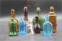 Antique Taiwanese Colored Glass Bottles 9 PC