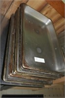 15 full stainless steel hotel pans, approx 12"x20"